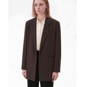 Ann Demeulemeester Blazer Brown Crepe Open Front‎ Jacket Size 38 / 6 US